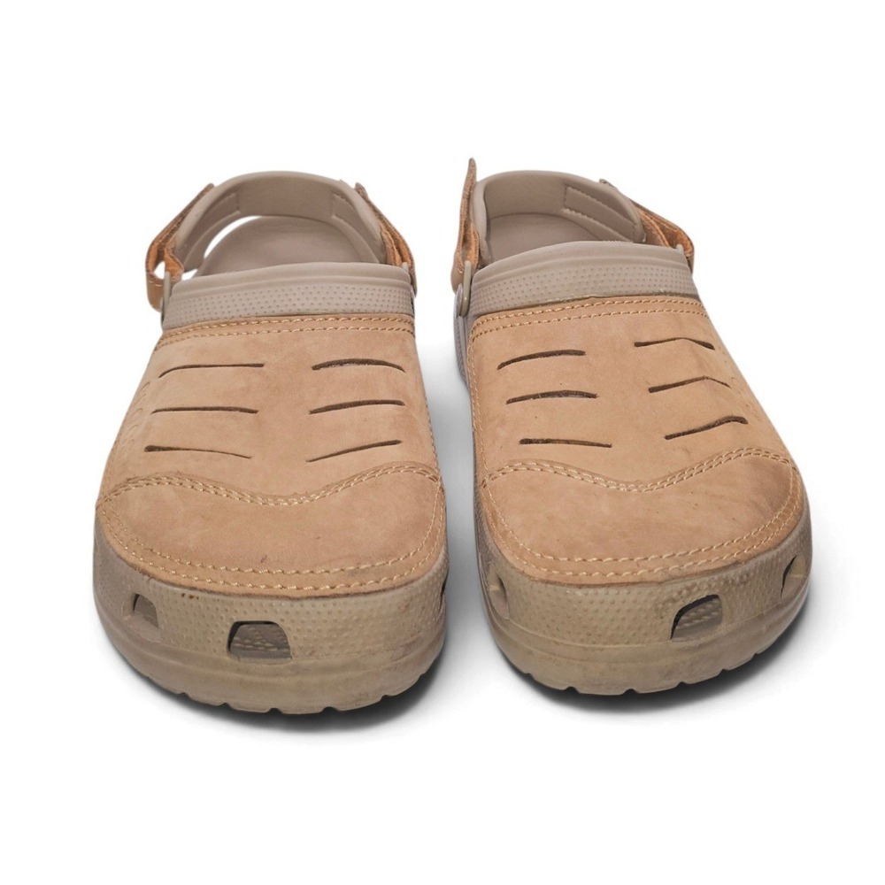 Mens Crocs Yukon Vista Clogs Khaki Tan Leather Upper Size 11 Sandals 205569
